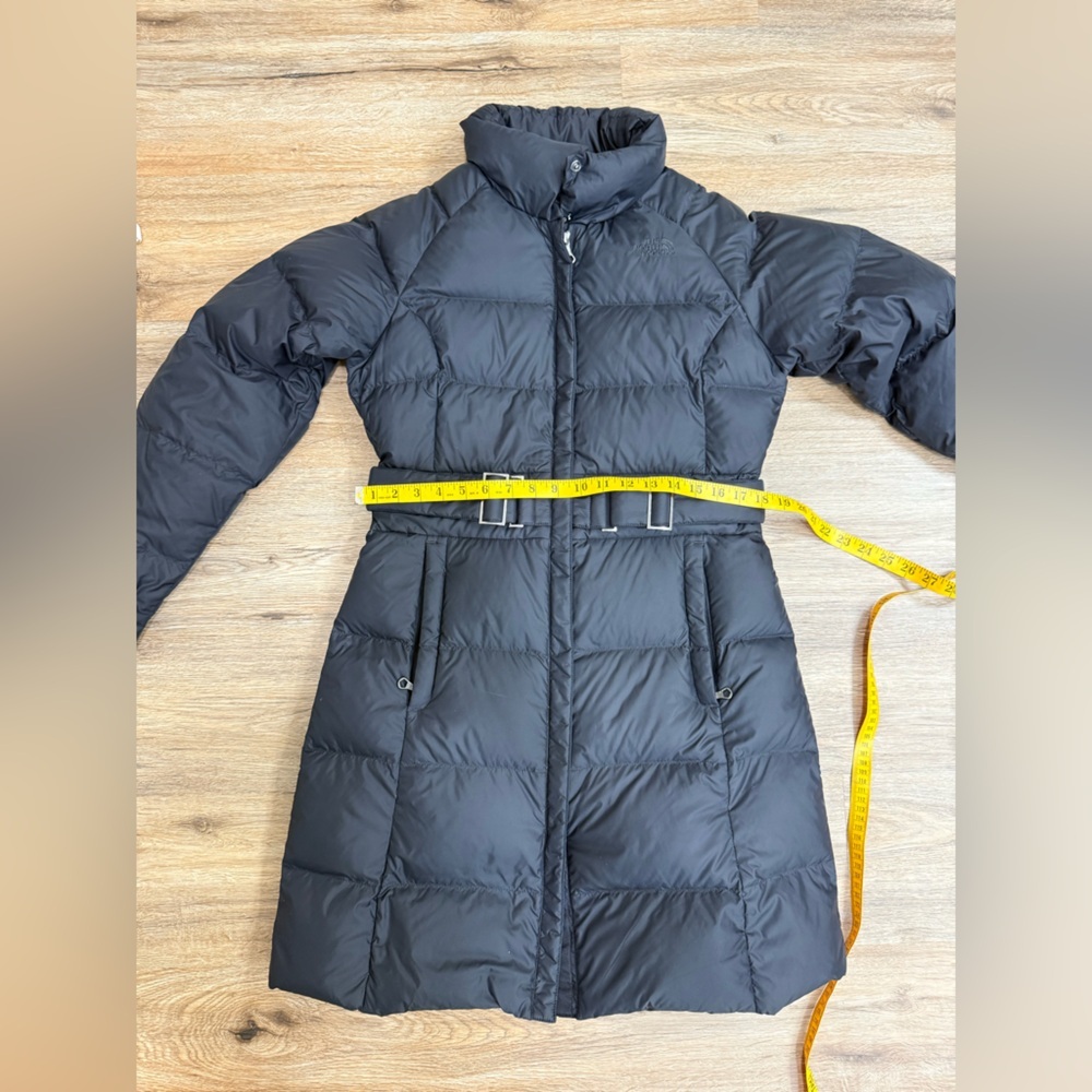 The North Face Women's Caroline Black Long Puffer Coat with Belt Size M - Picture 14 of 14